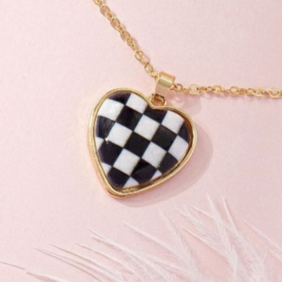 Fashion Jewelry Jewelry - SEE NEW LISTING Checkerboard Heart Pendant Necklace